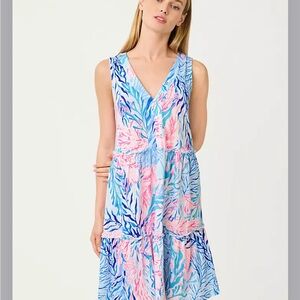 Lilly Pulitzer Vibrant Blue and Pink Lorina Swing Dress